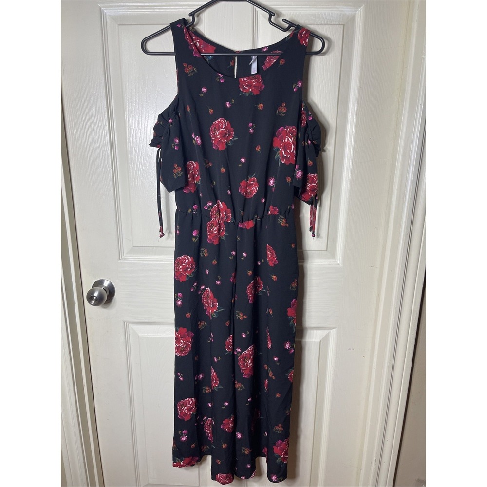 Xhilaration Dress Black‎ Floral Off Shoulder SZ S Cute Flowy Wedding Cocktail